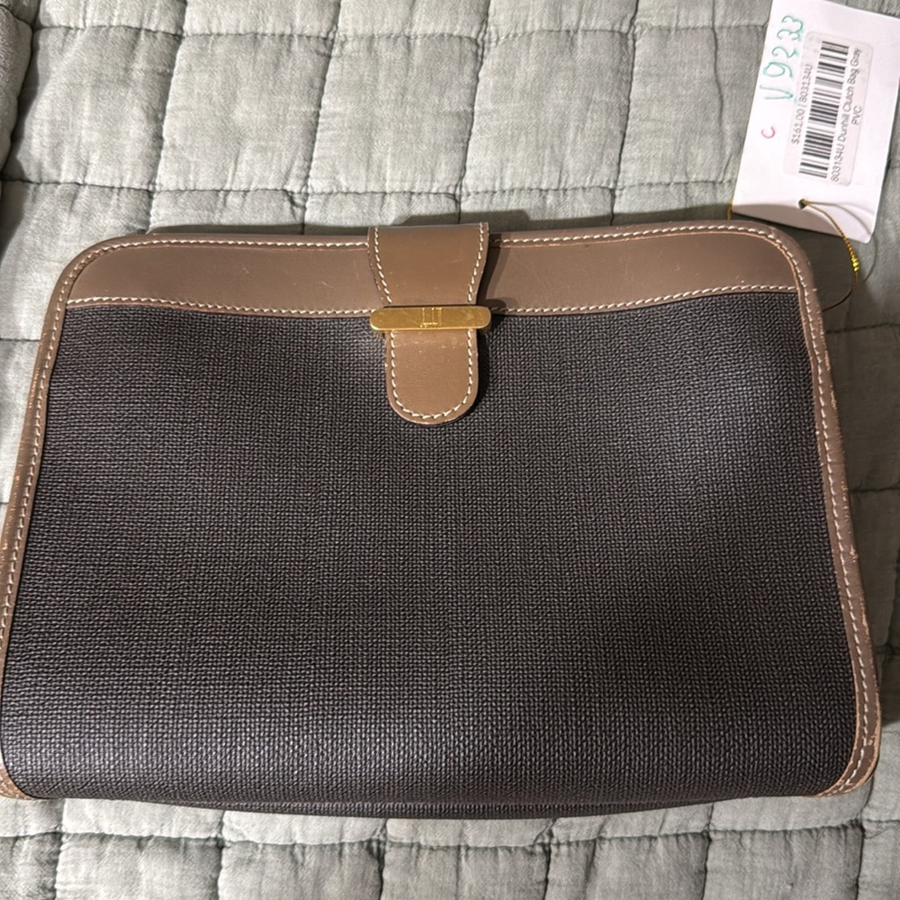 Dunhill clutch bag double sided gray & beige